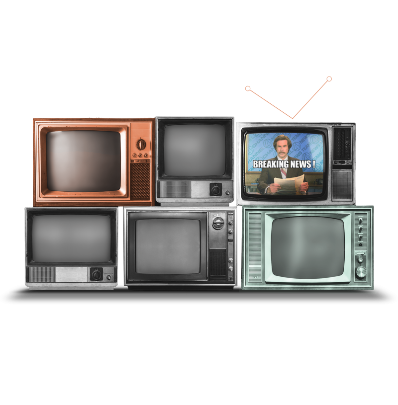 Wall of several TVs