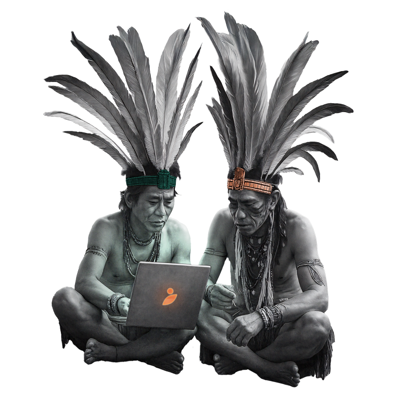 Confused Native Americans with a laptop