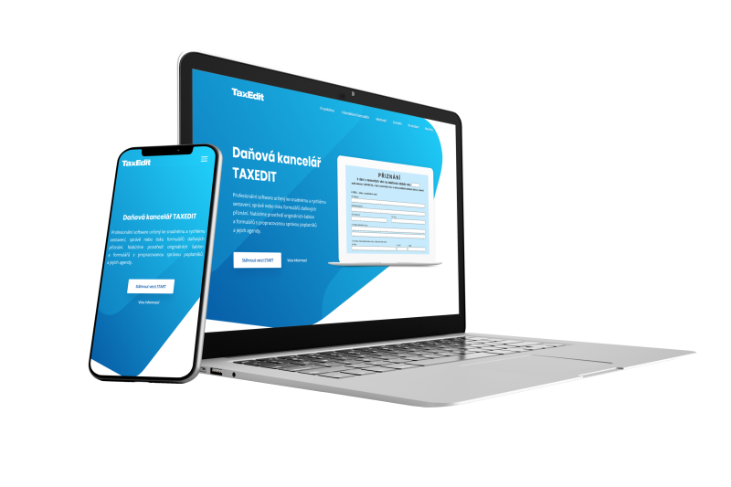 Mockup of TaxEdit website on laptop and phone