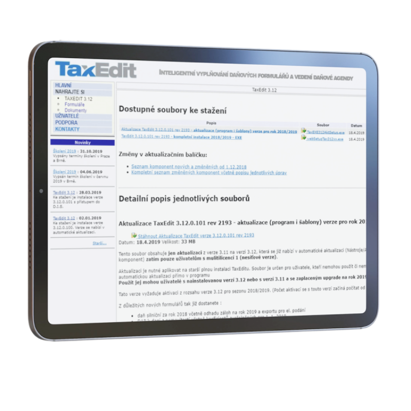 Web TaxEdit on a tablet