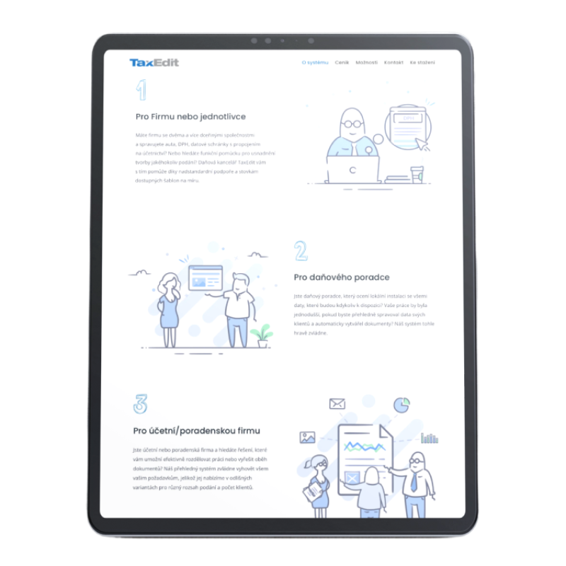 Tablet with TaxEdit website