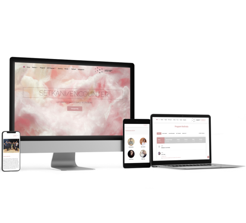 Monitor, phone and tablet with JAMU Encounter website