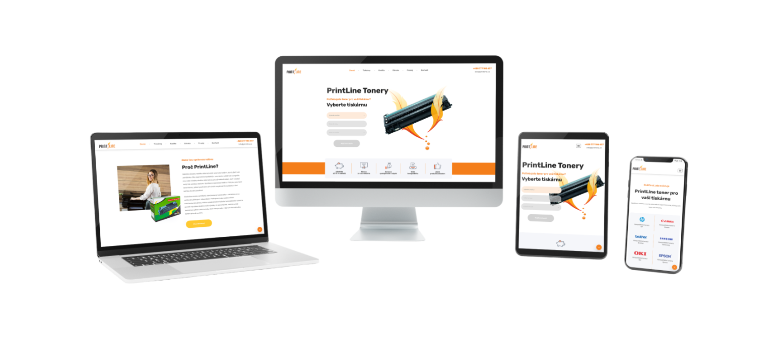 Monitor, laptop, tablet and phone with PrintLine web