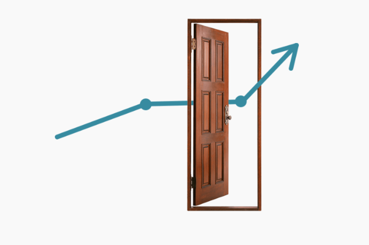 Open door with traffic graph