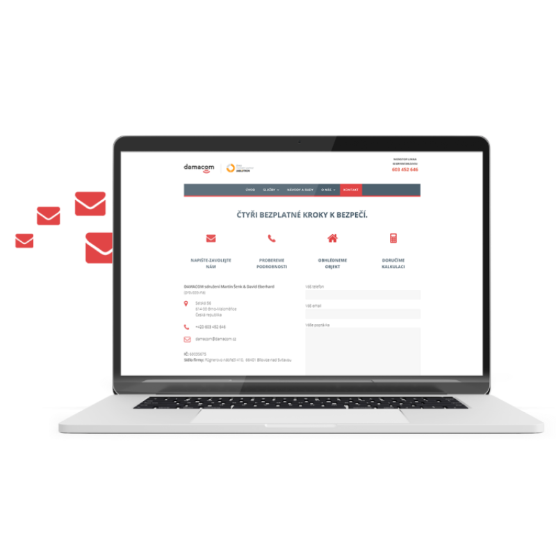 Laptop with Damacom website