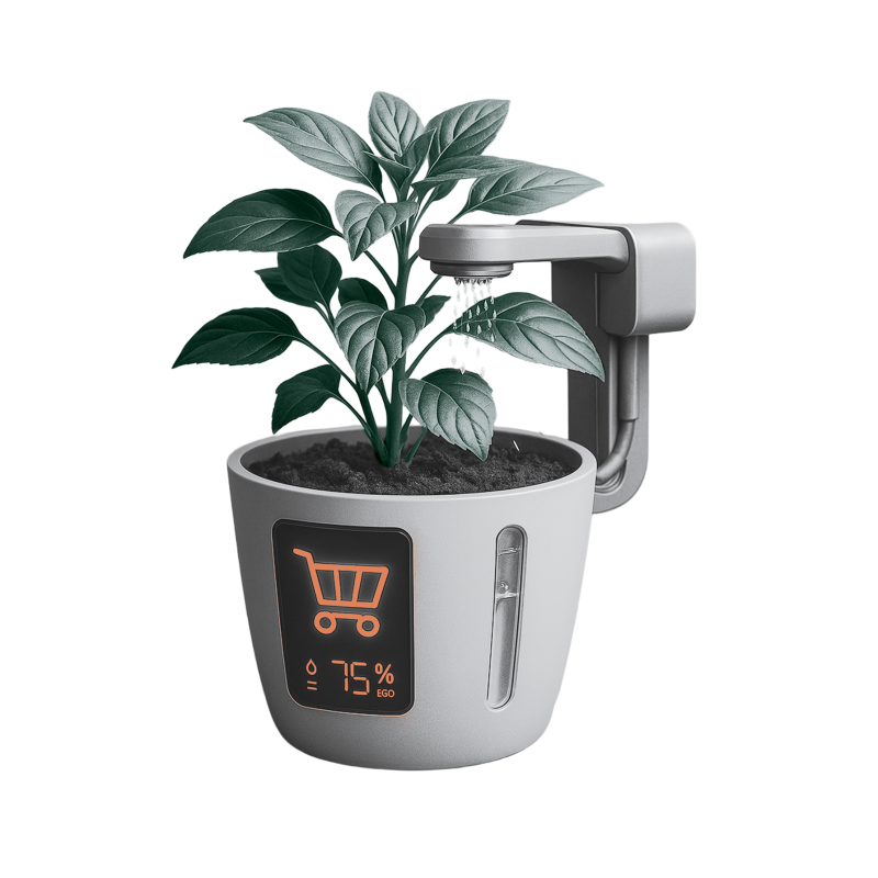 Plant with automatic irrigation